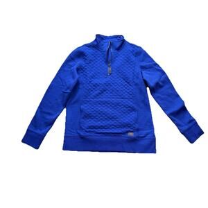 L.L.Bean Women’s Quilted 1/4 Zip Pullover Sweatshirt Blue Small Tall